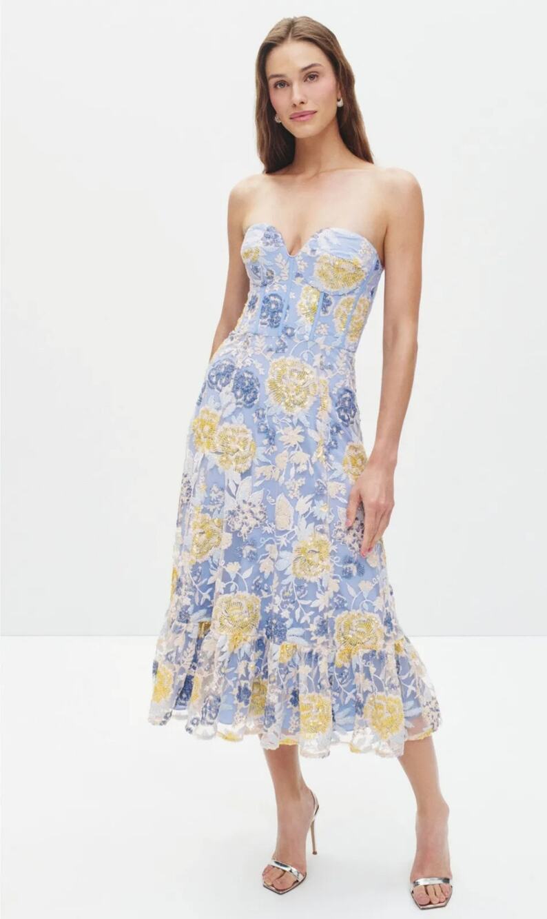 Dress The Population Carina Embroidered Dress Women Size S